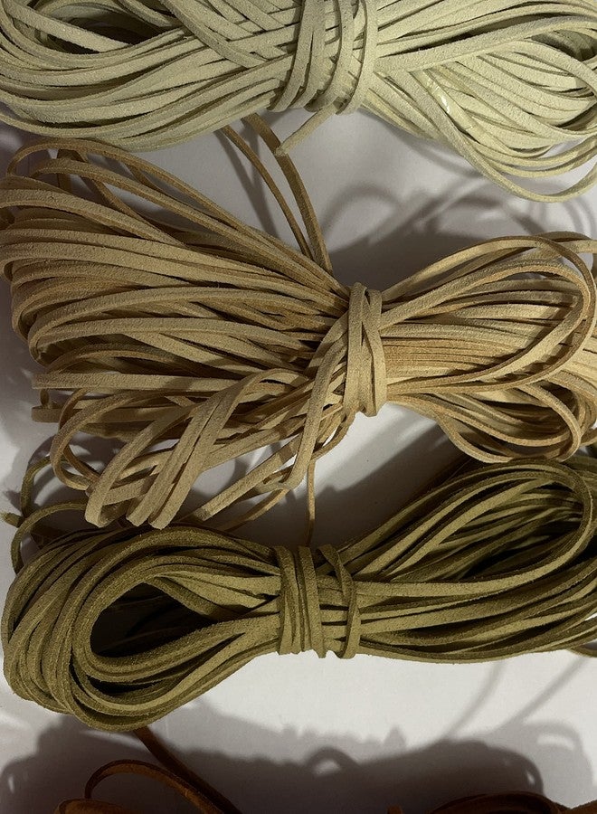 OMX Size - 3mm x1.4mm Faux Flat Suede Cord String Korean Leather Lace Beading Thread, 4 Colour Combo (2 Mtr Each Colour, Total 8 Mtr, Off White, Beige, Lt Beige, Brown) - Image 3